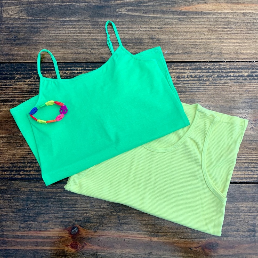 Girls Set of Neon Green and Yellow Tanks (14/16)